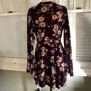 Floral Velvet Bell Sleeve Dress